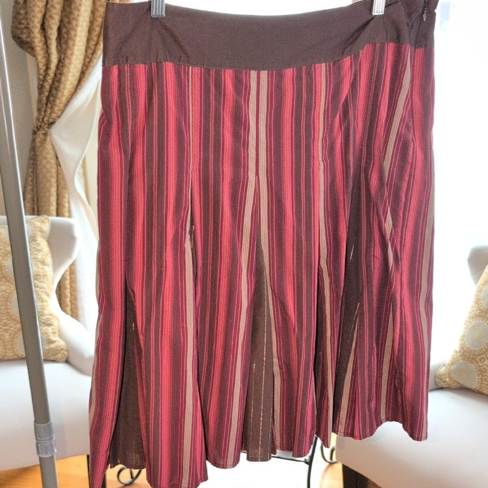 Apt. 9 Red and Brown Striped A-Line Skirt